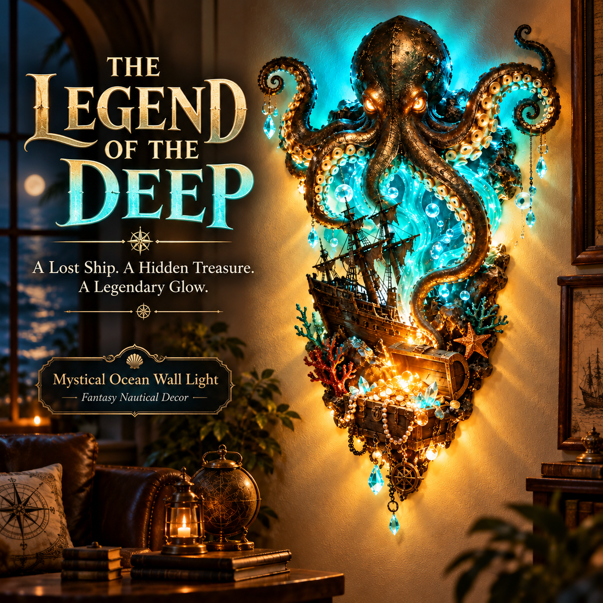🐙🏴☠️ Last Day 48% OFF ✨ Kraken's Lost Treasure Wall Light