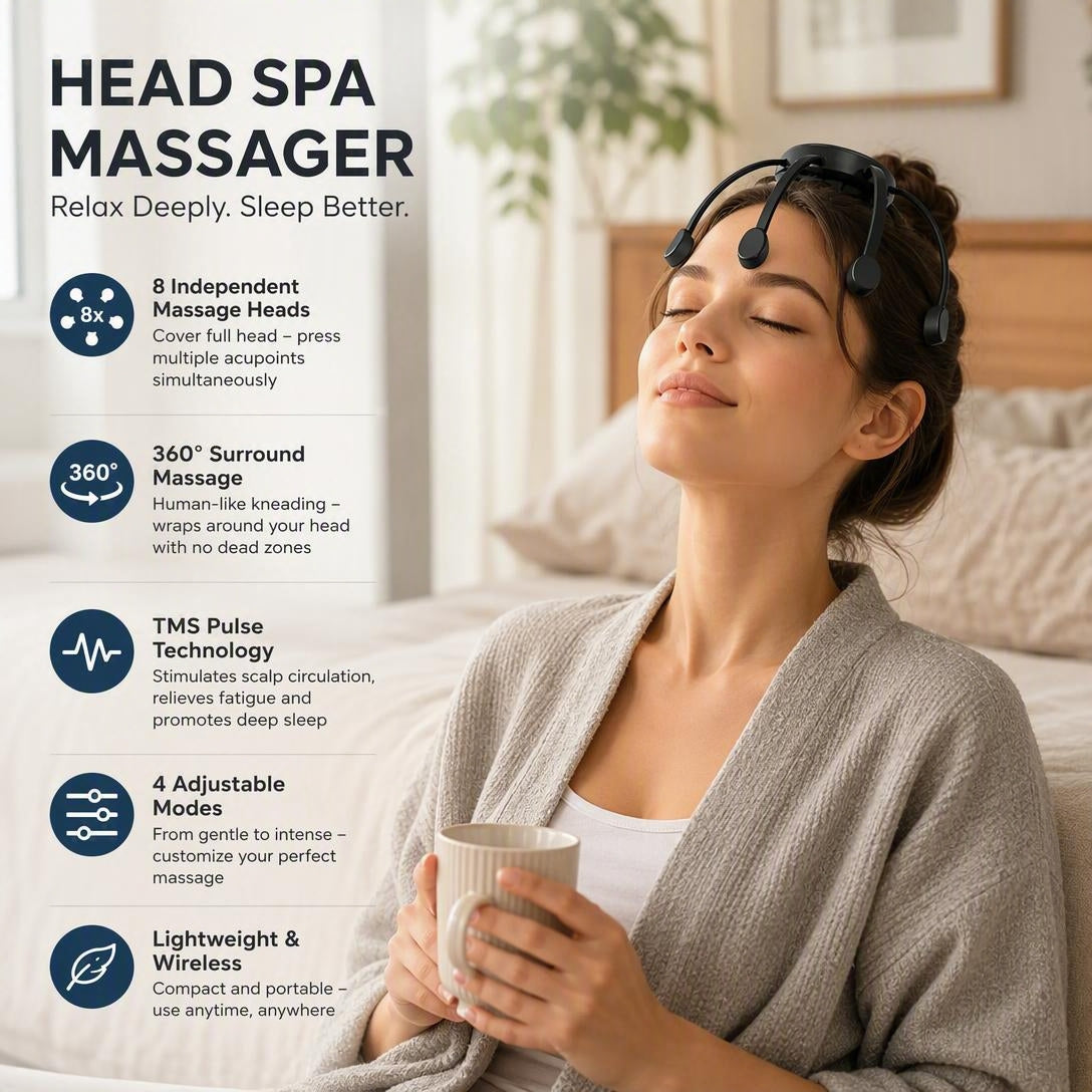 🐙 LIMITED-TIME 40% OFF! 💆♂️Intelligent Octopus Head Massager – Relaxing Kneading, Multiple Modes & Portable Design 🔋