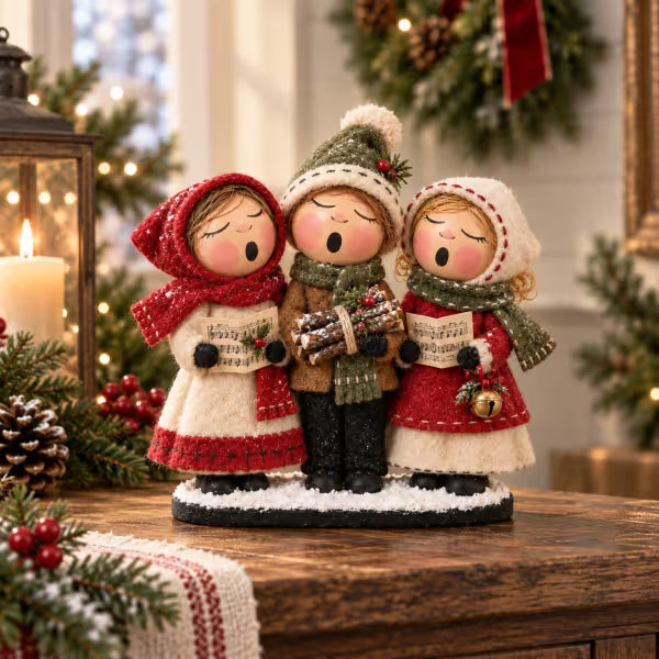 ๐ Vintage Christmas Carolers Figurine | Cozy 3-Person Tabletop Holiday Decor ๐ถ
