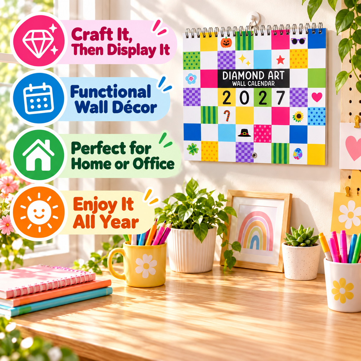 ⏳ Last Day 49% OFF – 💎 2027 Diamond Art Wall Calendar | 12 Monthly Designs ✨