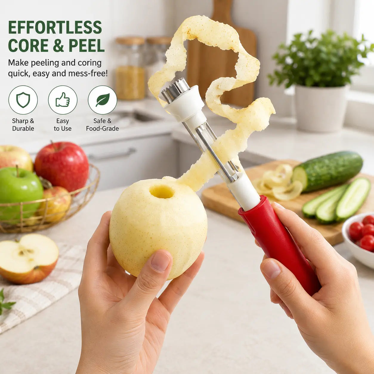🍐Must-Have Kitchen Gadget | Core & Peel All Fruits Easily