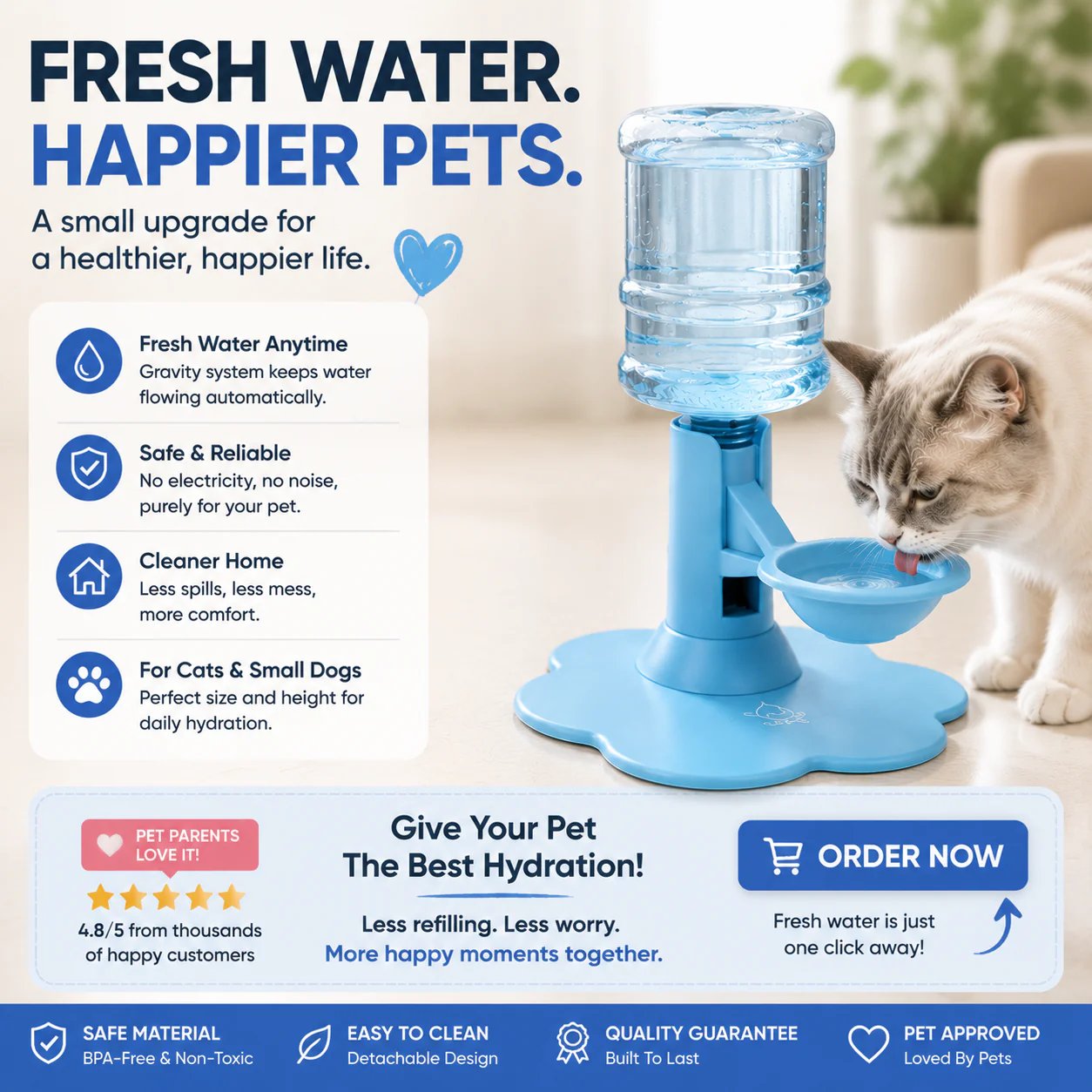 ๐พ Automatic Pet Water Dispenser โ Gravity Self Refilling Cat & Dog Water Bowl