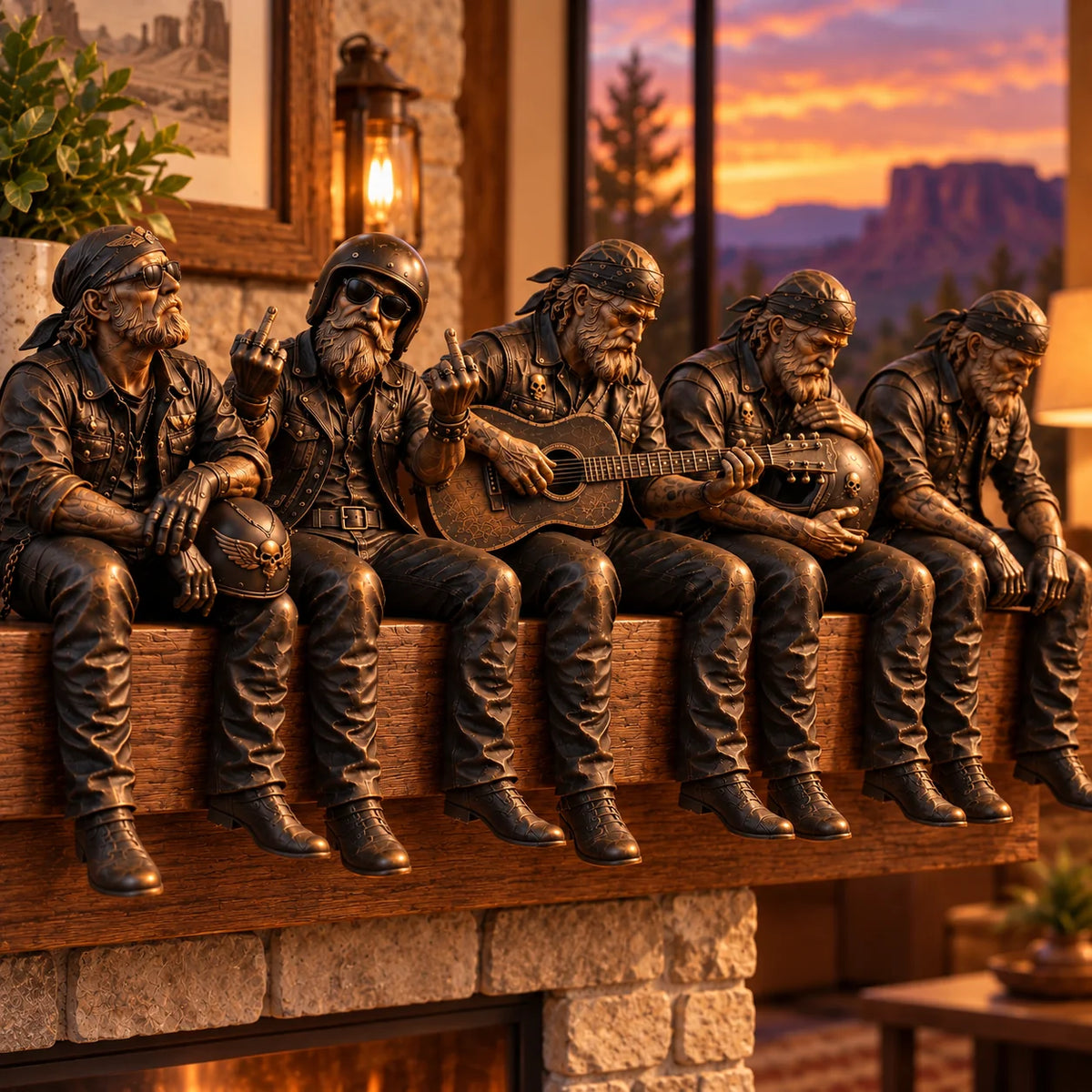 🎁Old Biker Soul Shelf Sitter Collection – Rustic Motorcycle Rider Figurines For Men