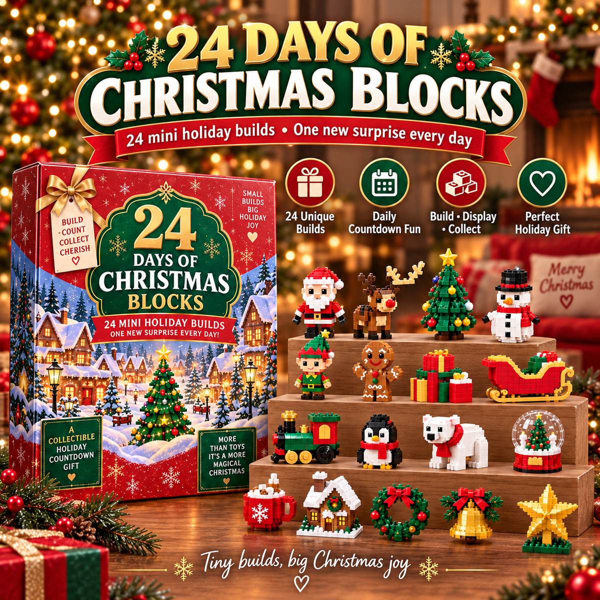 🎄 24 Days of Christmas Blocks Advent Calendar – 24 Mini Holiday Builds & Daily Surprises