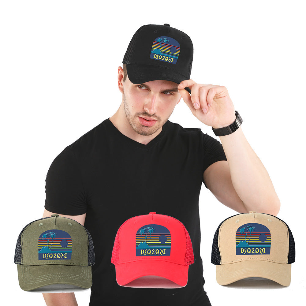 ☀️Vintage Sunset Mesh Trucker Hat – Breathable Adjustable Snapback Cap