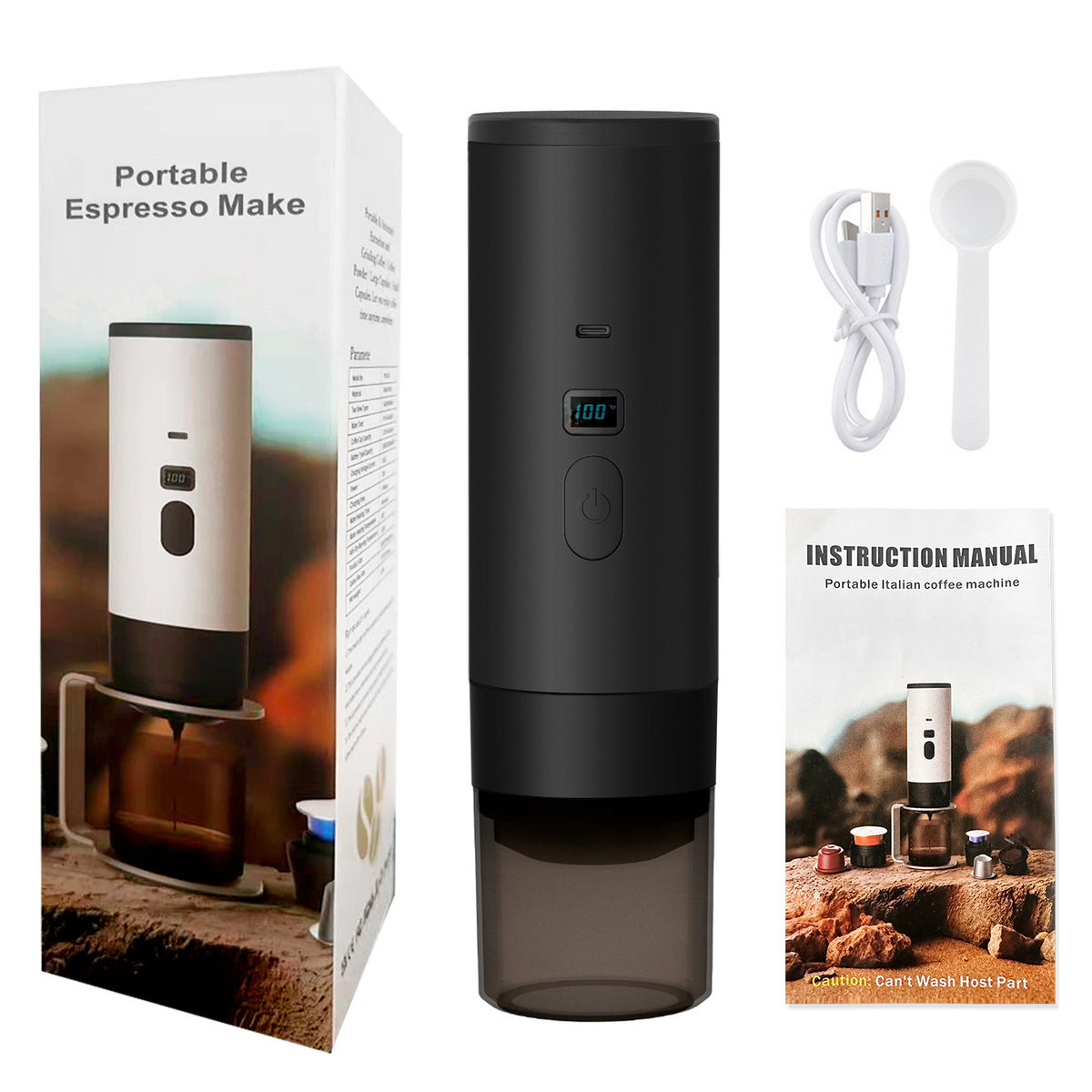 📢📢48% OFF !! ⏰ Portable Espresso Maker – digital display, Type-C rechargeable, 90ml tank & 120ml cup. Enjoy fresh hot coffee anywhere! 🛡️💪