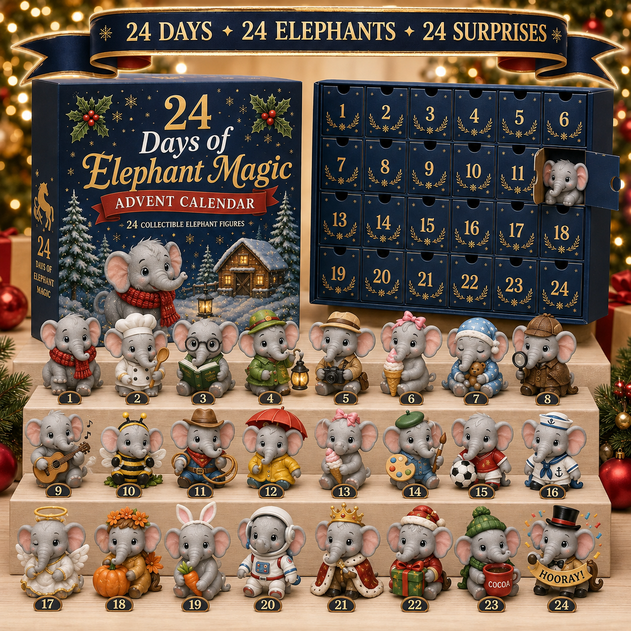 ๐ 24 Days of Elephant Magicโข Advent Calendar โ 24 Collectible Christmas Elephant Surprises
