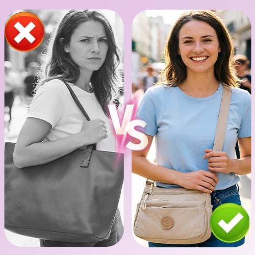 Solid Color Fashionable Multi Pocket Zipper Crossbody Bag
