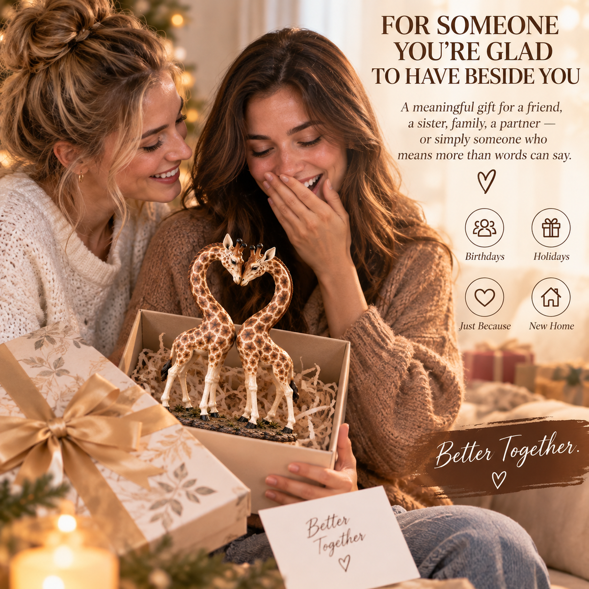⭐Better Together – Giraffe Heart Sculpture 🦒♡🦒
