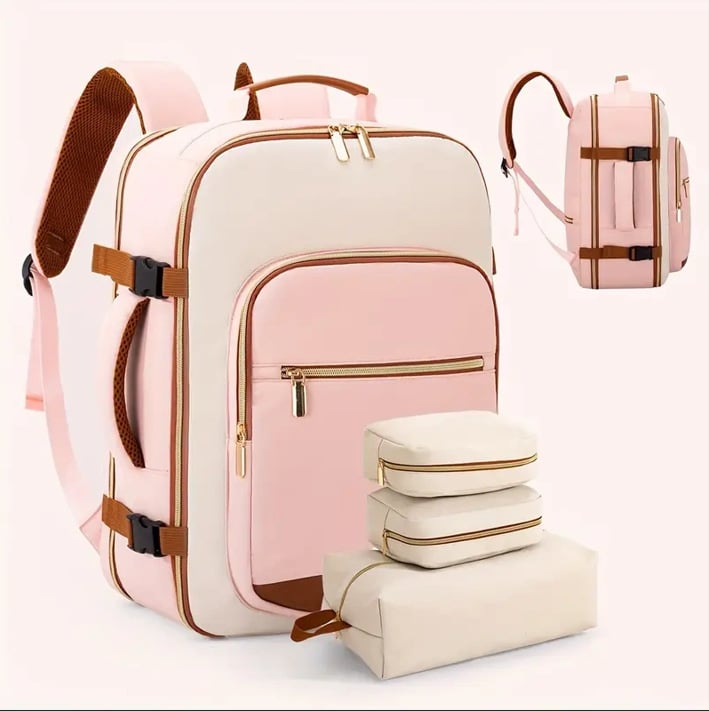 🌍 40-liter airline-approved travel backpack, comes with 3 storage bags, and can replace a 20-inch suitcase. 🛍️