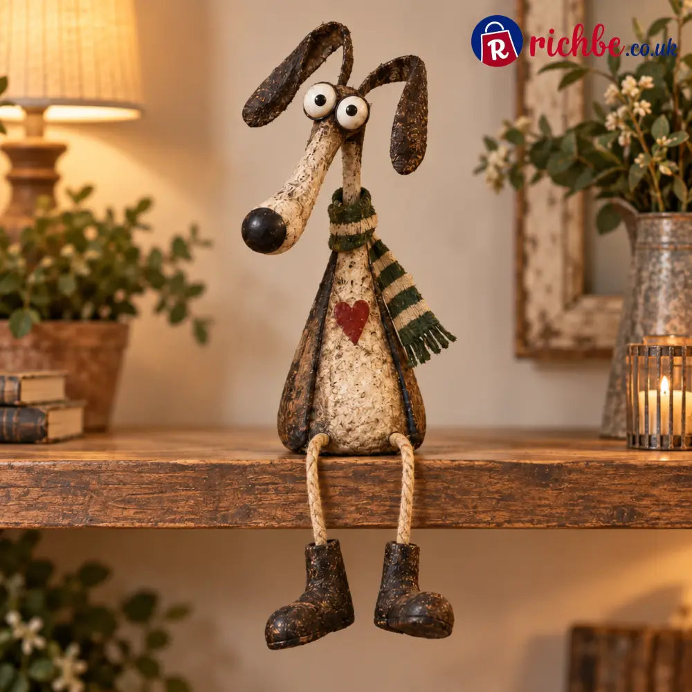 Quirky British Countryside Animal Shelf Sitters – 6 Whimsical Folk-Art Figurines