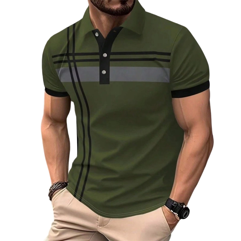 🎁New Arrival💥Men's Striped Short Sleeve Collared Top🌿
