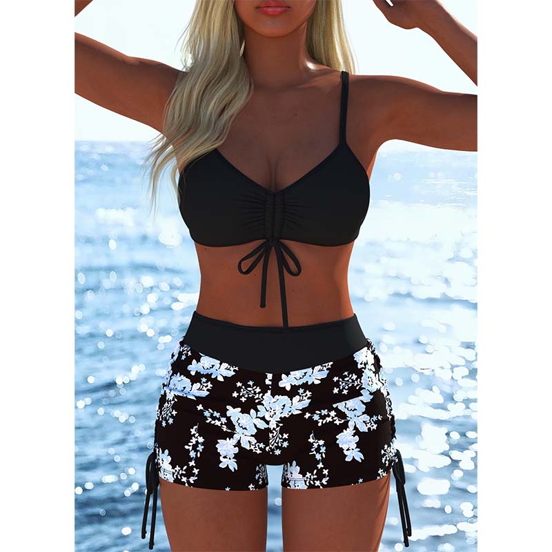 🩱 LIMITED-TIME 40% OFF! ✨ Women's Bikini Set – Drawstring Top, Boy Shorts, Multiple Styles 🏖️
