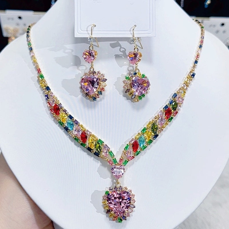 💎Sparkling Heart Jewelry Set – Necklace & Earrings, Elegant, Lightweight 💖