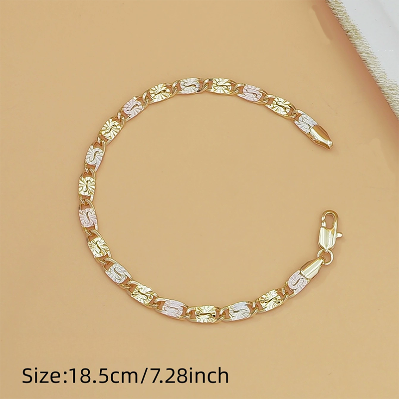 💎 LIMITED-TIME 30% OFF! ✨ Unisex Tri-Color Link Bracelet – Gold/Rose/Silver, Faceted Cut, Lobster Clasp 🖤