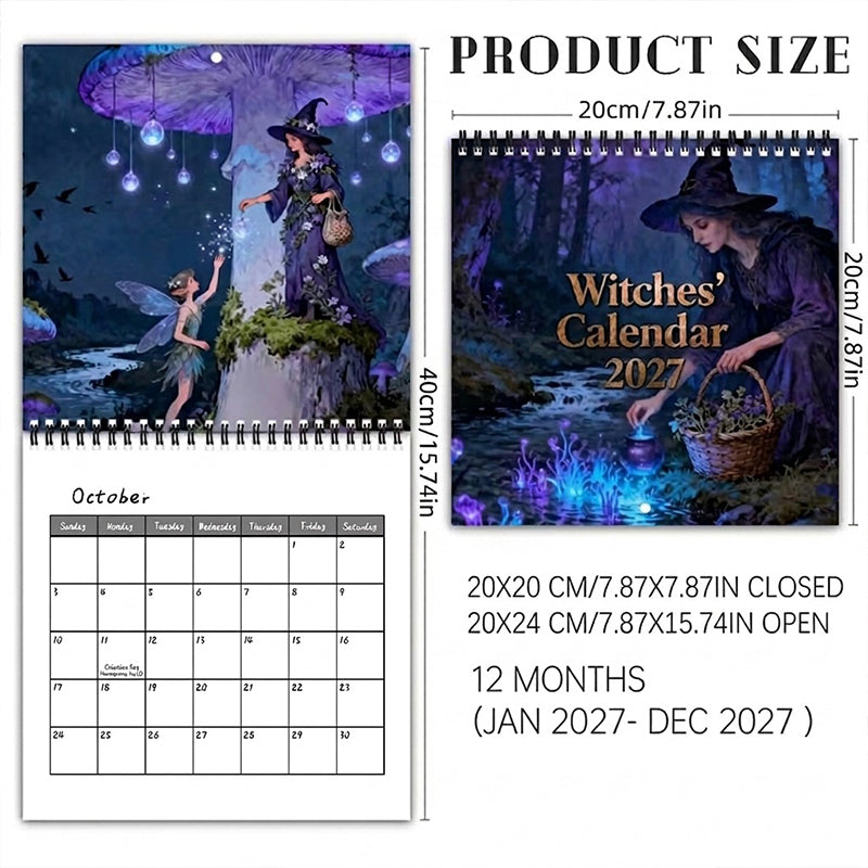 🔮 Mystical Witches Calendar 2027 – 12 Months of Magic, Moonlight & Gothic Beauty