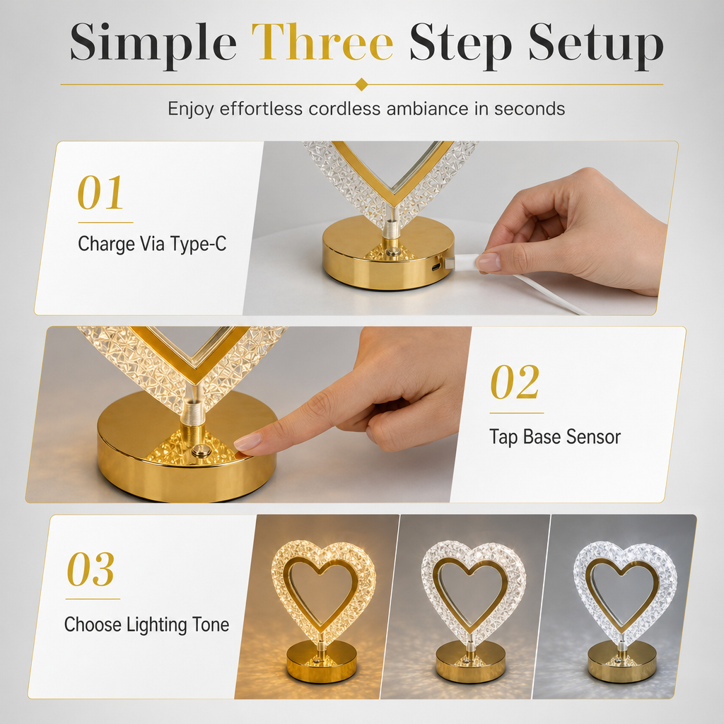 🎄✨Rechargeable Touch Control Night Light 3 Color Stepless Dimmable Bedside Atmosphere Lamp for Bedroom Creative Birthday Gift
