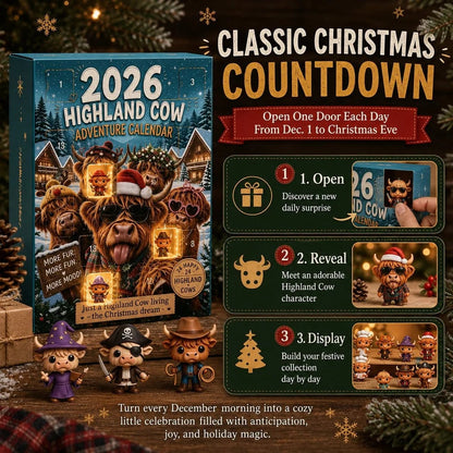 🏆Limited Time Sale 49% OFF 🎄🐮Highland Cow Advent Calendar 2026 – 24-Day Christmas Countdown with Cute Highland Cow Figurines
