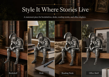 ⚔️ Ancient Greek Warrior Shelf Sitter – Unique Bookshelf Decor