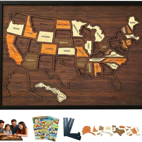 Wooden USA Travel Map Puzzle🧩A Stylish Way to Track Your Journey