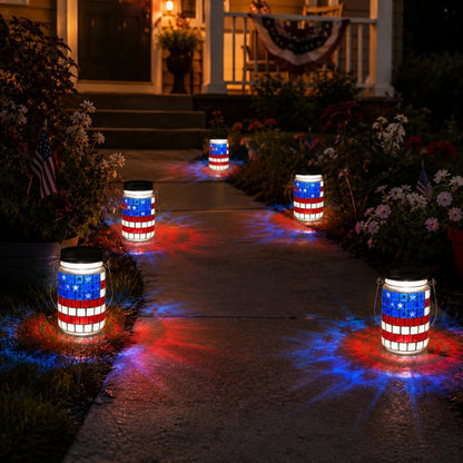 🔥4th of July Solar Patriotic Mason Jar Lantern