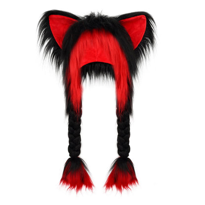 🔥Soft Furry Animal Ear Hat with Braids