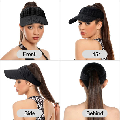 🔥2-Pack Women’s Open-Top Breathable UV-Protection High-Ponytail Sun Visor