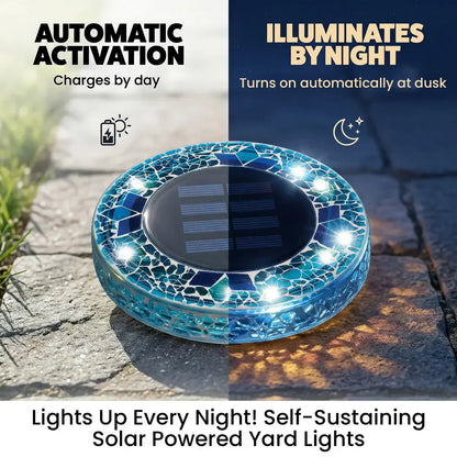 🛋️Solar Mosaic Disk Lights – Waterproof LED Pathway Lights with Auto On/Off