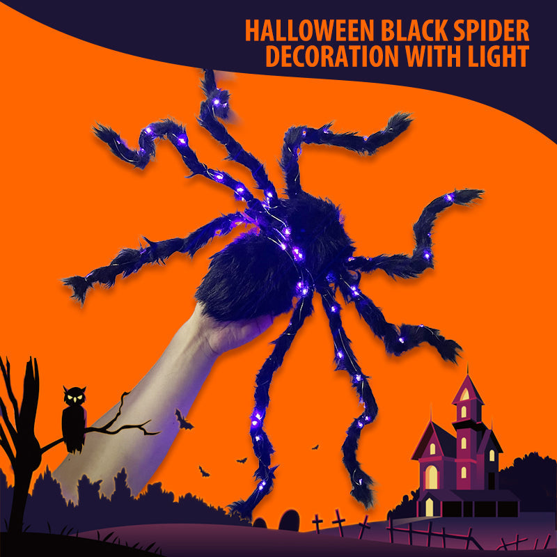 🎃LIMITED-TIME 50% OFF! ⏰Halloween Black Spider Decoration with Light🕷️