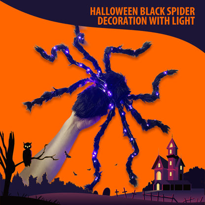 🎃LIMITED-TIME 50% OFF! ⏰Halloween Black Spider Decoration with Light🕷️