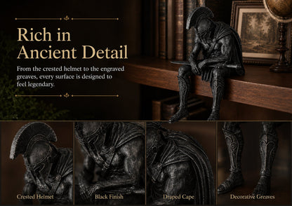 ⚔️ Ancient Greek Warrior Shelf Sitter – Unique Bookshelf Decor