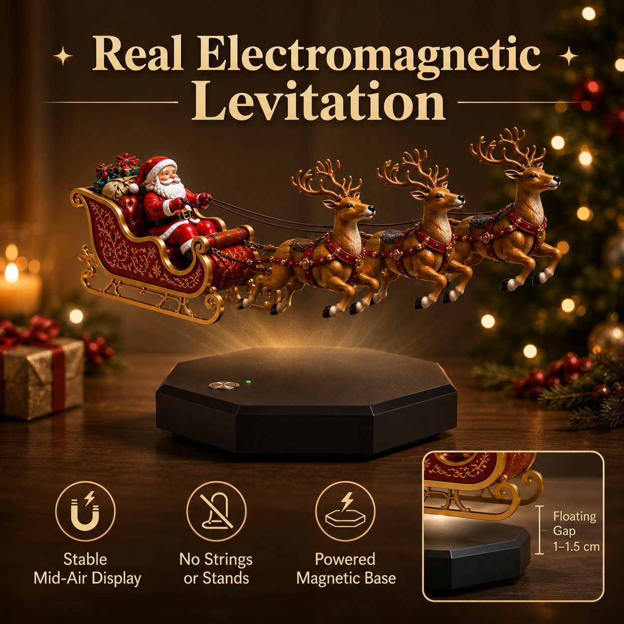 🎅✨ Santa Floats! — Magnetic Levitation Flying Sleigh