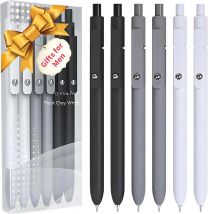 🔥Black Gel Pens, 6Pcs 0.5mm Gel Pens Fine Point, Quick Dry Retractable Gel Pen Set, Smooth Writing Pens for Office Work, Note Taking, Black Ink Pens for Men Women