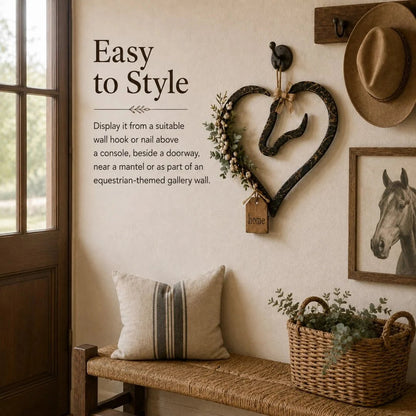 🏠 ✨Rustic Horse Heart Wall Decor with Greenery – Farmhouse Equestrian Home Accent