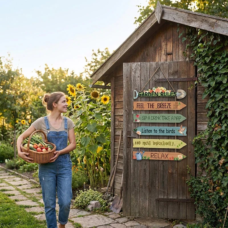 🪄Rustic Wooden Garden Hanging Sign Wall Decor Plaque