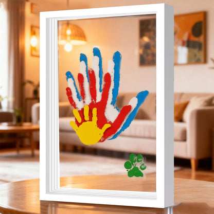 ❤️Wooden Transparent Handprint Frame Set, DIY Family Memorial Gift Kit