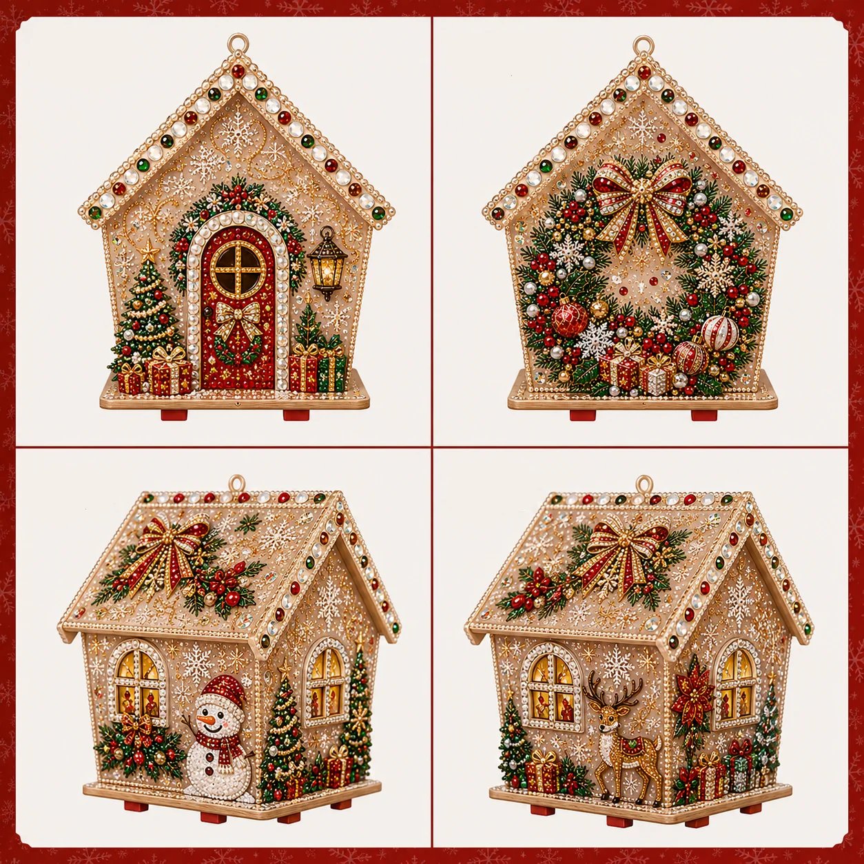 🔥 LAST DAY 49% OFF – 🎄Christmas Pearl Cottage Art Kit | Pre-Cut Wooden Panels, Sparkling Rhinestones, Pearl Beads & Complete Tools for a 3D Holiday House ✨