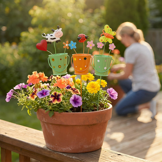 🪴Set of 3 Metal Flower Pot Garden Stakes