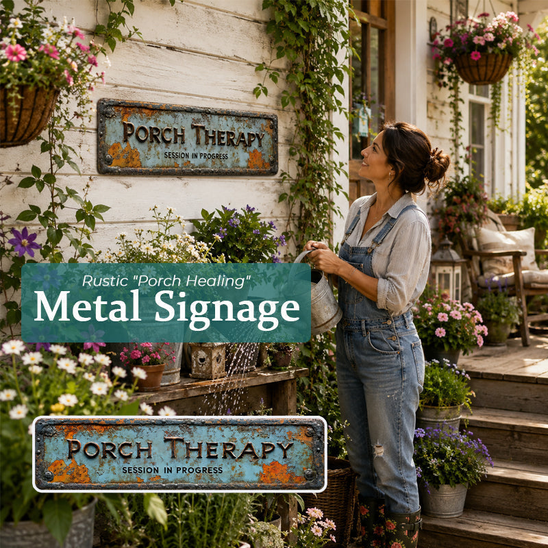 🏝️Country-style "Porch Healing" Metal Sign