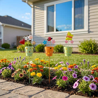 🪴Set of 3 Metal Flower Pot Garden Stakes