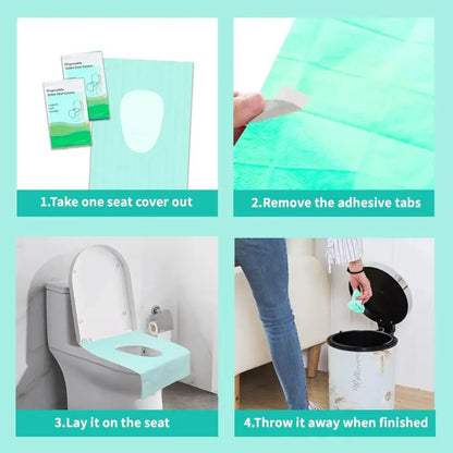 🚻Disposable Toilet Seat Covers – Portable Hygienic Toilet Protectors for Travel, Public Restrooms, Fits All Seat Shapes