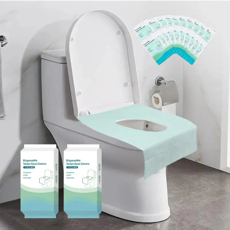 🚻Disposable Toilet Seat Covers – Portable Hygienic Toilet Protectors for Travel, Public Restrooms, Fits All Seat Shapes