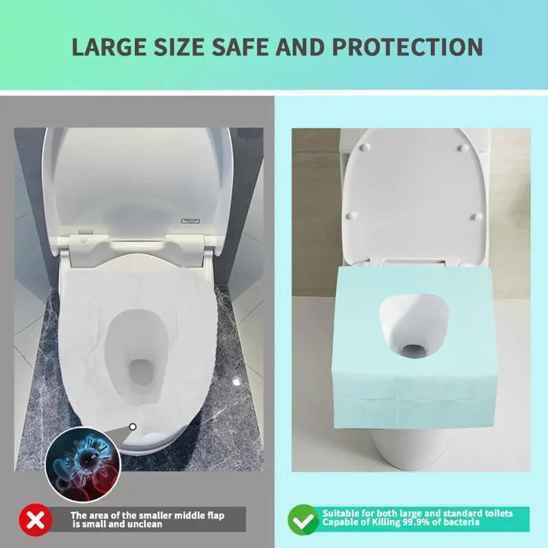🚻Disposable Toilet Seat Covers – Portable Hygienic Toilet Protectors for Travel, Public Restrooms, Fits All Seat Shapes