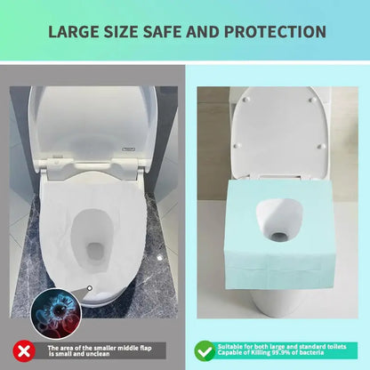 🚻Disposable Toilet Seat Covers – Portable Hygienic Toilet Protectors for Travel, Public Restrooms, Fits All Seat Shapes