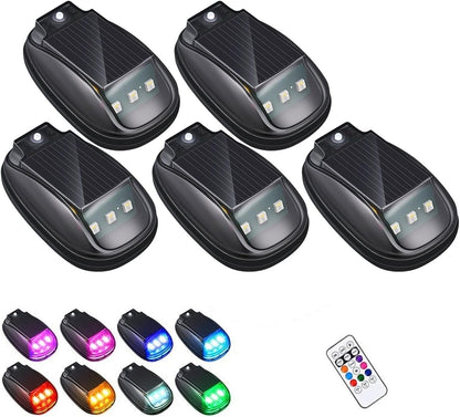 🔥Solar-powered RGB strobe light on car roof with remote control💡