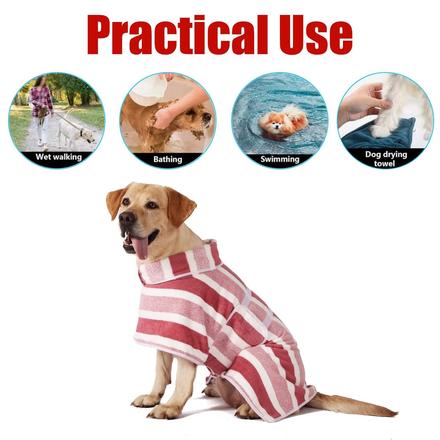 🐶The Ultimate Quick-Dry Dog Bathrobe | Ultra-Absorbent & Stylish Striped Spa Wrap