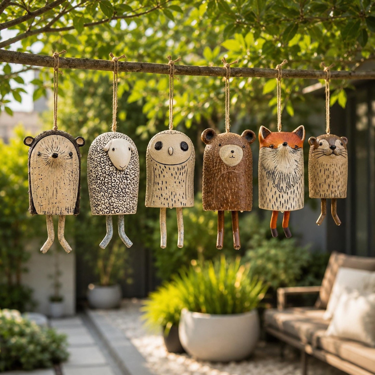 🌿Handmade Whimsical Animal Wind Chime Ornaments