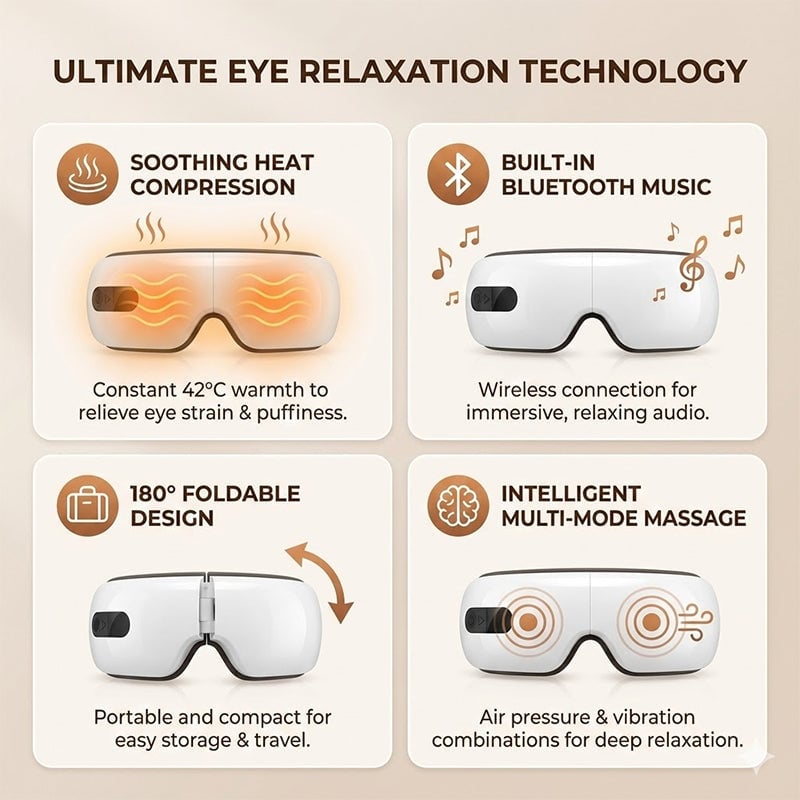 Sakerplus® Heated Eye Massager With Music