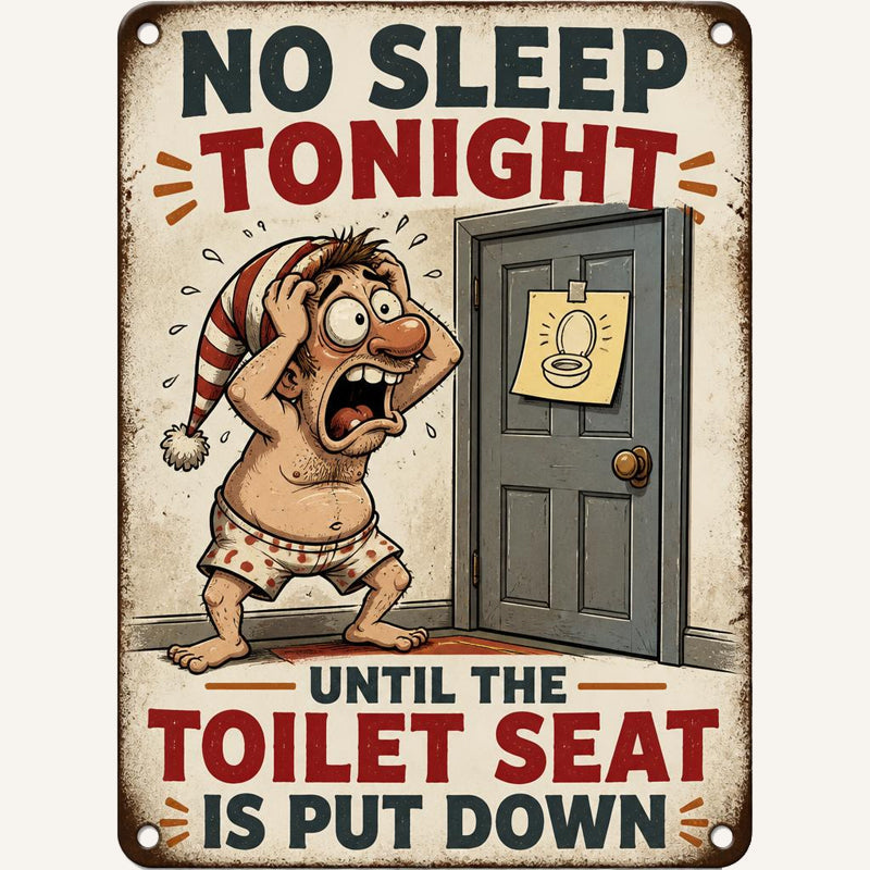 Say It Without Nagging 🤫 Hilarious Vintage Toilet Seat Reminder Sign (Pre-Drilled Holes for Hanging or Nailing)