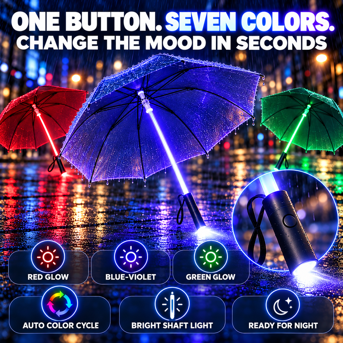 🌧️ 49% OFF Color-Changing LED Umbrella ✨ Turn Every Rainy Night Into A Light Show